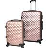 CELIMS - Set Valigie Oro Rosa| Valigie Bagaglio a Mano + Valigia Grande | Trolley Bagaglio a Mano 55x40x20 cm + Trolley Grande | Valigia 23 kg