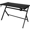 Konix Scrivania gaming Fenris 120 x 60 x 78 cm a forma di Y - Piano del tavolo in legno e metallo - Portabicchieri - Supporto per cuffie - Nero