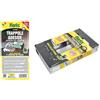 Flortis Kit trappola multicattura per topi insetti e pack 2 trappole adesive flow pack. Contenitore in lamiera zincata e 2 tavole colla adesiva per topi scorpioni. No veleno. Trap uso interno/esterno