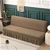 DOTBUY-SHOP Copridivano Senza Braccioli con Gonna Elasticizzato Copridivano 3 Posti Universale Fodera per Divano Senza Braccioli per Soggiorno Casa (120-150cm,Marrone Chiaro)