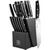 MasterChef Set Coltelli da Cucina Professionali con Ceppo, Porta con Coltello Pane, Bistecca, Chef, Santoku, Affilacoltelli, Forbici, Acciaio Inox ad Alto Carbonio, Manici Tripli Rivettati, 15 pezzi