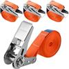 HAOYULUO 4 Pezzi Cinghie A Cricchetto senza gancio,4 mx 25 mm Cinghie Di Fissaggio,Può sopportare 800 kg，Secondo la norma DIN EN 12195-2 standard,Cinghia A Cricchetto per carrelli, valigie per moto(Arancione)