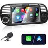 Liulbobu Autoradio per Fiat 500 2007-2015 compatibile con Carplay/Android Auto, Autoradio Fiat 500 da 7 pollici con touchscreen/Bluetooth/FM/AM/USB/DPS/RDS/Mirror Link-Nero