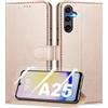 Mofurd Cover per Samsung Galaxy A25 5G Libro in Pelle PU, [con 2 Pezzi Pellicola Vetro Temperato] Custodia Portafoglio Antiurto [Blocco RFID] [Funzione di Supporto] [Slot Schede], Rosa