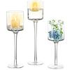 Nuptio 1 Set Portacandele per Lumini Tè Portacandele Vetro Alto per Candele Galleggianti, Portacandele Vetro per Candele A Colonna, Portacandele Cristallo per Centrotavola Decorazione Nozze Feste