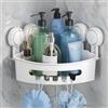 TAILI Mensola angolare per Doccia con Ventosa, Senza Foratura, cestello angolare per Doccia ad aspirazione, Resistente, 10 kg, per Bagno e Cucina, Angolo Colore: Bianco in plastica