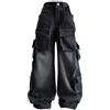 Generic Jeans da bambina strappati, lavati, baggy, gamba larga, jeans casual, taglia 5-16, Nero , 7-8 Anni