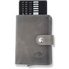 Solo Pelle Portafoglio in pelle a Q con custodia integrata per 15 carte + banconote, custodia per carte di credito con RFID, grigio pietra, Taglia unica, Porta carte di credito