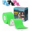 DDGM KinesioTape Professionale 5cm x 5m Idrorepellente Tape Kinesiologico in Cotone Traspirante Latex Free Colla Ipoallergenica Elasticità 140%-160% Cerotto Ginocchio e Articolazioni 1 Roll Verde
