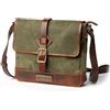 DRAKENSBERG Messenger Bag 'Nate' per donna, uomo, piccola, tela di cera, in pelle, impermeabile, borsa cross-body impermeabile, 5 l, Foresta verde, taglia unica