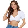 Funspread Dirndl Camicetta da donna, colore bianco, a maniche corte, per Oktoberfest, bianco, 52