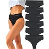 FINETOO 6-Pack Donne G-String Pancia Piatta Senza Cuciture G-String Traspirante Donne a Vita Alta Mutandine morbide S-XL...