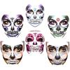 HOWAF 6 Pezzi Halloween Gemme Faccia di Tatuaggi Temporanei con Teschio di Zucchero Viso Strass per Giorno dei Morti Tatuaggi Faccia per La Rave Festa di Halloween per Donne e ragazze