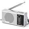 Padwa Lifestyle Mini Radio Portatile, Radio Portatile Tascabile con Pulsante FM/AM Rapido, Presa per Cuffie, Mini Radio a Transistor Alimentata a Batteria 2*AA per Escursioni e Jogging