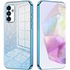 SEAHAI Cover per Samsung Galaxy A55 5G, Custodia Ultra Sottile ed Trasparente in Silicone TPU Morbido, Colori Sfumato Brillantini Motivo Carta Design Antiurto Case - Blu