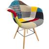 Marvin Poltrona Patchwork Relax Sedia Colorata Design In Tessuto Con Struttura Legno Di Faggio Schienale Braccioli Imbottita Per Soggiorno Studio Casa Salotto Camera