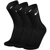 Nike U Nk Everyday Ltwt Crew 3Pr Pacco 3 Calze 1/2 Polp Spugna Ner