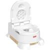 Fisher-Price Fisher-Price - Vasino Design 4 in 1, vasino a forma di moderno wc per neonati e bambini piccoli, per abituarsi all'uso con sgabello e riduttore rimovibile, giocattolo per bambini, 0+ anni, HBX68