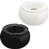 Cepewa 2 posacenere tempesta Ø 10 cm - Ceramica bianca e nera - Punta rimovibile - Posacenere a vento (2 posacenere nero/bianco)