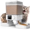 Oneisall 5L Mangiatoia Automatica per Gatti e Cani Con 2 Ciotole - Distributore di Cibo Con Pulsante Unico, Facile da Usare, Ciotola in Acciaio Inox, Registratore Vocale
