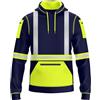 NOROZE Felpa da Uomo Hi-Viz con Cappuccio e Nastro Riflettente Grigio ad Alta visibilità Cappotto di Sicurezza con 4 Zip Utility Phone & Gadget Tasche Felpa (XXL, Stile 3: Verde Fluo/Blu Marino)