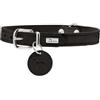HUNTER Collare per cani AALBORG, colore: nero, pelle robusta e resistente, forte grasso, ideale per sport e tutti i giorni, con ciondolo in pelle, made in Germany, taglia: 47