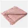 DEGHI Copriletto 130x170 cm in cotone rosa con frange - Bea