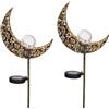 Gadgy Set 2 Lampade Solari LED da Esterno con Design Luna - Lanterne da Giardino Decorative Impermeabili - Luci Solari per Giardino, Terrazza o Prato- Arredo da Esterno Senza Fili