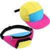 Cindeer Cappello con Visiera Marsupio Neon Retro Fanny Pack per Donne Uomini Outfit Anni '80 '90 Festival, 2 Pezzi (Rosa)