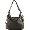 modamoda de T249 - Zaino da donna in pelle, 2 in 1, realizzato a mano in Italia, Nero , M