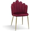 PAZZO DESIGN Sedia Sissi, Set Da 4 Sedie, Bordeaux, Sedie Velluto, Sedie Cucina, Sedie Sala Da Pranzo, Gambe Metallo Oro - id_2037