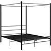 vidaXL Letto a Baldacchino Nero in Metallo 160x200 cm