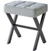 IBUYKE Sgabello quadrato di trucco con poggiapiedi X-Leg, Sgabello poggiapiedi in lino, Sedia ottomana Vanity Sgabello, Multi-Use come piccolo tavolino, per camera da letto, grigio blu L/G-70L