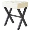 IBUYKE Sgabello quadrato per trucco con poggiapiedi a X, poggiapiedi in PU, sgabello ottomano, multiuso, per camera da letto, soggiorno, bianco L/G-71W