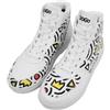 DOGO Women Vegan Leather White High Top Sneakers - Abstract Outline White Design