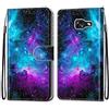 Mo-Somnus Cover per Samsung Galaxy A5 2017/ A520, Custodia in PU Pelle Magnetica Libro Flip Caso Antiurto Portafoglio [Supporto Stand] con Porta Carte e Cinturino da Polso Wallet Case (Cielo Stellato)