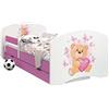 Happy Babies - Letto Bambino Rosa A Due Lati con CASSETTO Design Moderno con Bordi Sicuri e Materasso in Schiuma Anticaduta 7 cm (07. Orsacchiotto Innamorato, 180x90)