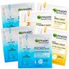 Garnier 3x Garnier Skinactive Maschera in Tessuto Fresh Mix Vitamin C Shot Energizzante Illuminante con Vitamina C + 3x Hyaluron Shot Idratante Rimpolpante con Acido Ialuronico - 6 Maschere Viso