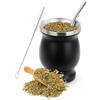 SZKKQKJ Tazza Mate, set da tè Mate, set tazza da tè Mate, con cannuccia Mate e spazzola per la pulizia, per tè Mate, nero