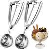 MXJFYY Porzionatori da Gelato, MXJFYY Cucchiaio in Acciaio Inox per Gelato, Riutilizzabile Cucchiaio Gelato Porzionatore Meccanico in Acciaio Inox Lucidato Con Grilletto E Manico per Biscotti, Melone