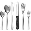 Pleafind set posate, 36 pezzi di posate, coltelli da bistecca, lucidato a specchio, design ergonomico, lavabile in lavastoviglie