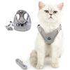 SELMAI Pettorina Gatto con Guinzaglio Riflettente Maglia Morbida Imbracatura per Cani Piccola Taglia Cucciolo Ragazzi No Pull Imbottito Cablaggi Regolabile Piombo per Kitten Chihuahua Yorkie Grigio XS