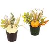 Flair Flower Composizione con zucca artificiale, bacche, foglie autunnali in vaso, set da 2 pezzi, 18 cm, fiori artificiali, decorazione per l'autunno, decorazione da tavolo, decorazione da tavolo
