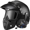 VVPEC Casco Moto Jet Bluetooth Integrato Mezzo Casco,Vintage Scooter Jet Cascos,ECE Omologato con occhiali con Microfono Speaker per Donna e Uomo Adulto(8,L=59~60CM)