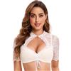 Goxozzy Dirndl Bluse, Camicia Dirndl Donna, Camicia Bavarese Donna, Camicetta Dirndl in Pizzo,Camicia Dirndl Classica ed Elegante per la Festa della Birra Bavarese Donna.Bianco,34