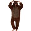 chuangminghangqi Pigiama intero da donna, lungo, invernale, tuta, costume intero per adulti, costume da animale per donna, morbido, in pile, con cappuccio, XL