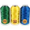 New brothread Set di 3 Verde/Giallo/Blu Colori Poliestere Filo di Ricamo Macchina Grande Bobina 5000M per Tutte Le Macchine da Ricamo