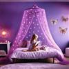 UB-STORE Viola Baldacchino per letto da ragazze con bagliori pre-incollati nelle stelle scure - Zanzariera con decorazioni per camera Princess - Tenda per camerette per bambini con Luci della Galassia