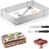 Rdddhur Stampo Rettangolare Torta, Anello per Torte Regolabile Rettangolare Tortiera da Forno,Anello Torta Rettangolare, Anello per Dolci in Acciaio Inox per Torte Crostate Pizze Fai da Te