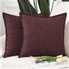 Madizz 2 Pezzi Lino in Poliestere Copricuscini Morbido Decorativo Fodere per Cuscino Lusso Stile per Divano Camera da Letto 40x40 cm Borgogna